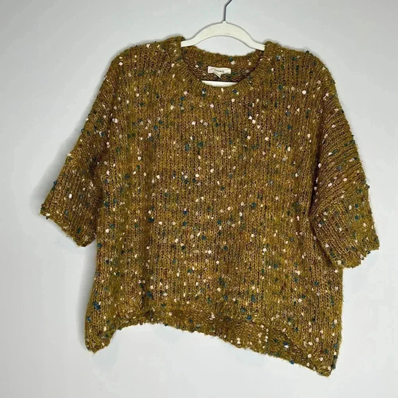 Freeway Sweater Mustard Yellow Knit Wool Blend Boho Style Sweater Sz L - Picture 1 of 10